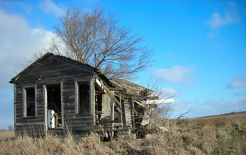 decaying suburban home